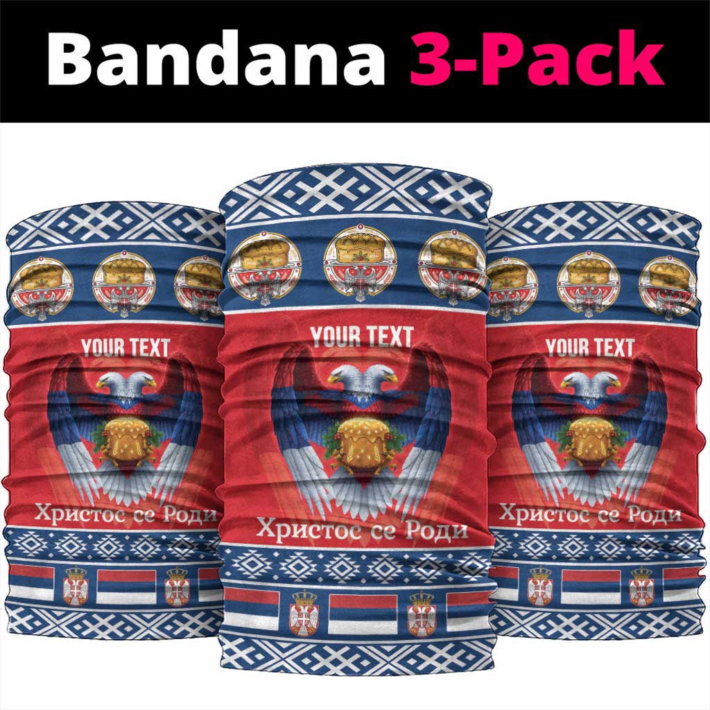 Personalized Serbia Christmas Neck Gaiter Eagle with Cesnica Christmas Bread - Wonder Print Shop