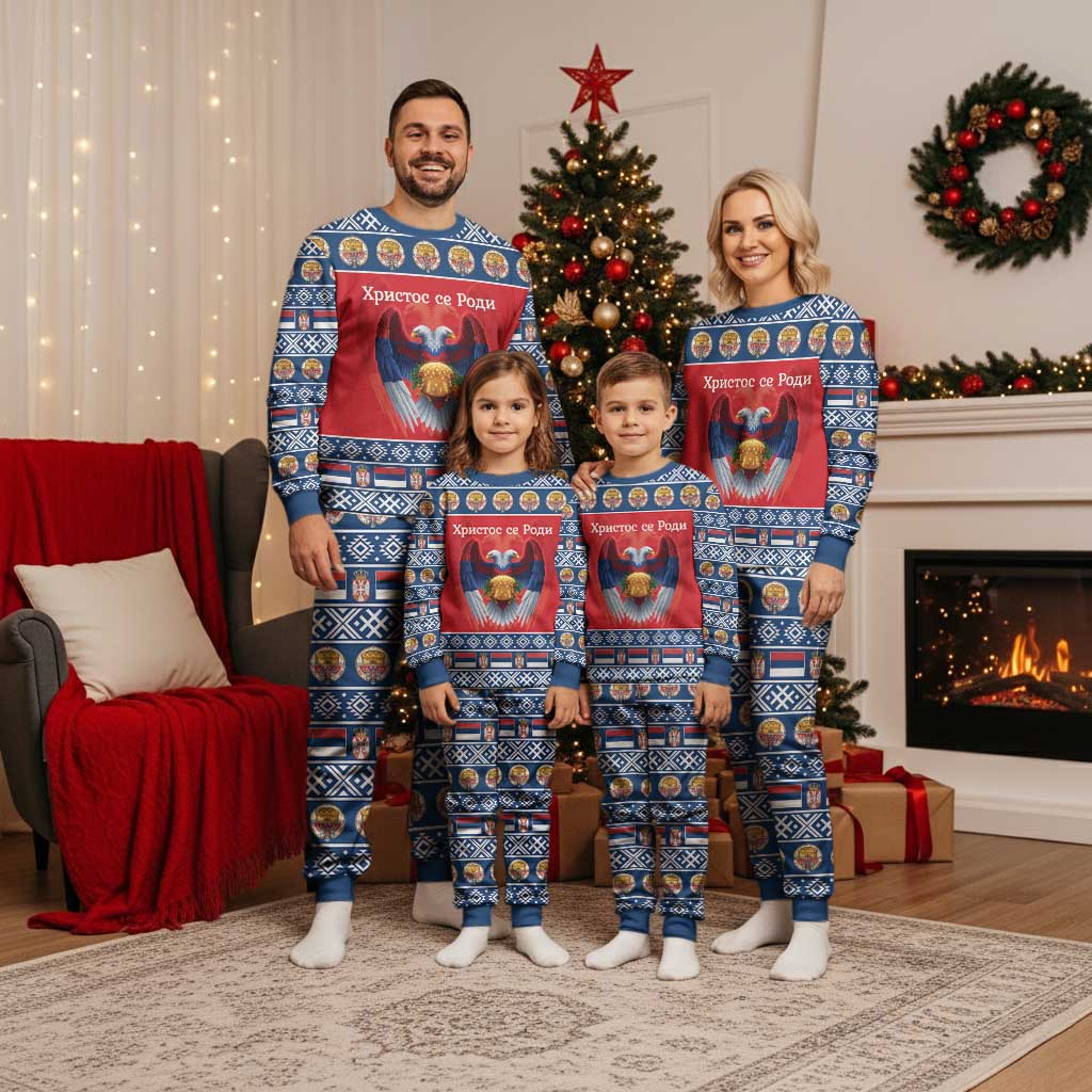 Personalized Serbia Christmas Pajama Set Eagle with Cesnica Christmas Bread - Wonder Print Shop