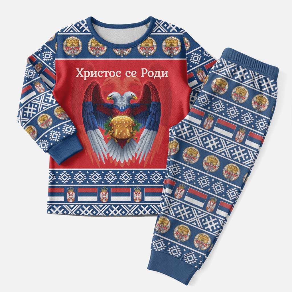 Personalized Serbia Christmas Pajama Set Eagle with Cesnica Christmas Bread - Wonder Print Shop