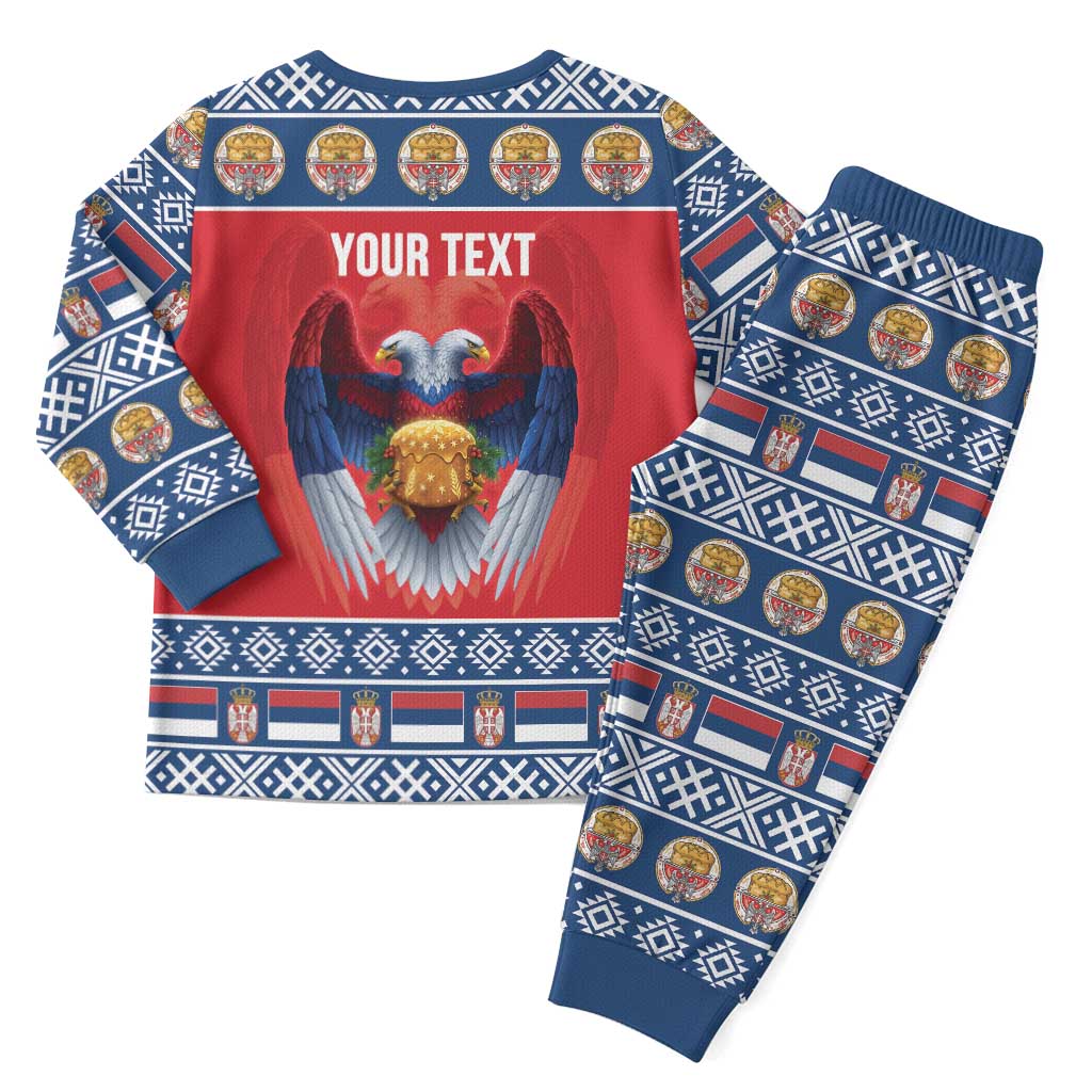 Personalized Serbia Christmas Pajama Set Eagle with Cesnica Christmas Bread - Wonder Print Shop