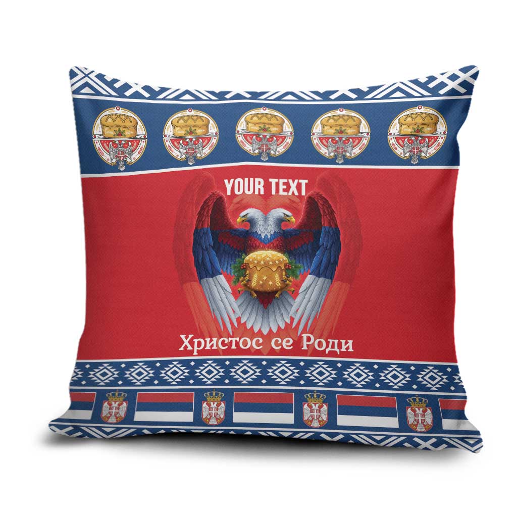 Personalized Serbia Christmas Pillow Cover Eagle with Cesnica Christmas Bread - Wonder Print Shop
