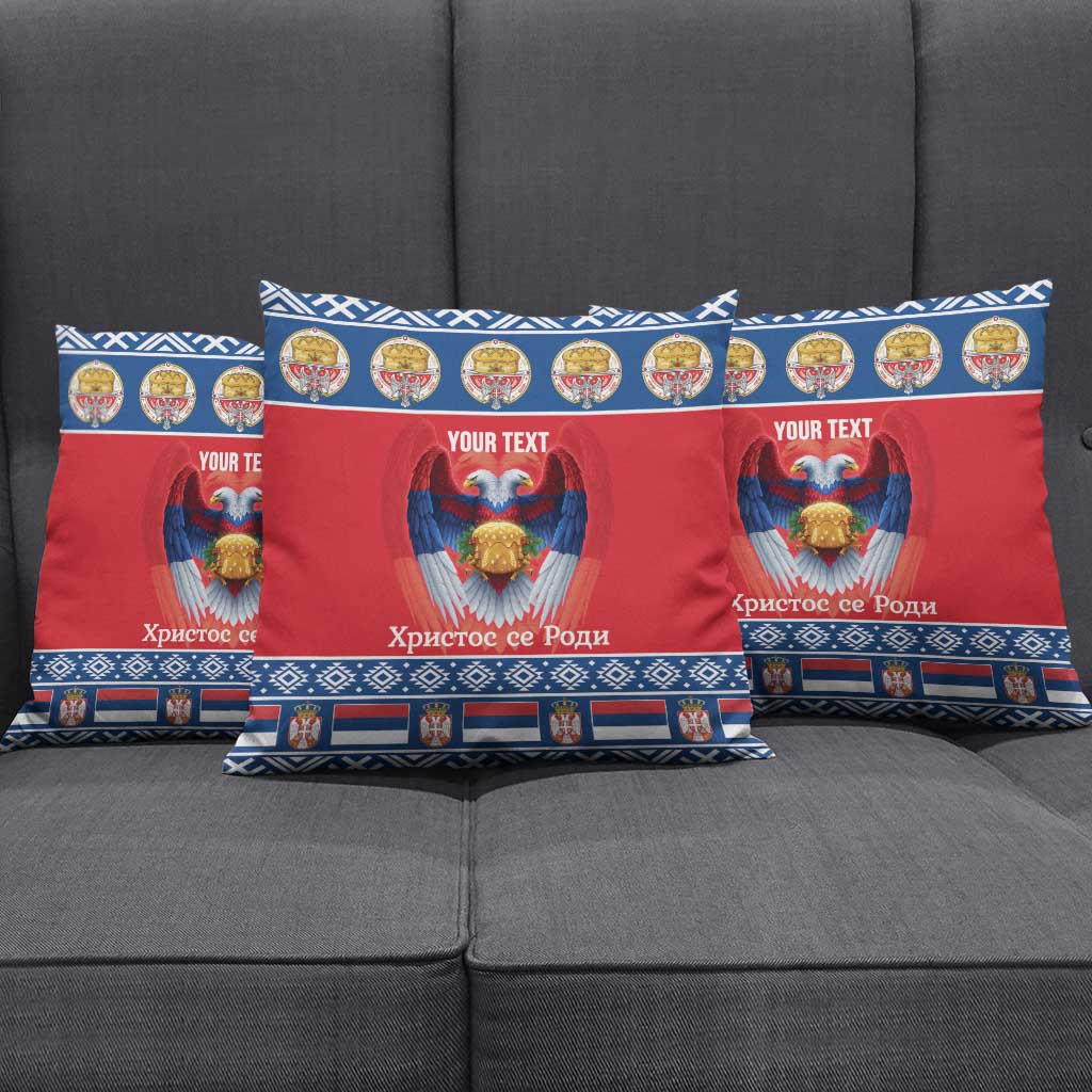 Personalized Serbia Christmas Pillow Cover Eagle with Cesnica Christmas Bread - Wonder Print Shop