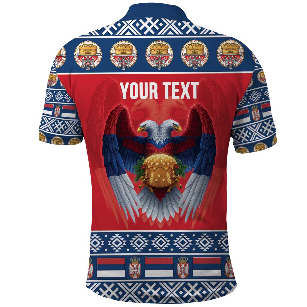 Personalized Serbia Christmas Polo Shirt Eagle with Cesnica Christmas Bread - Wonder Print Shop
