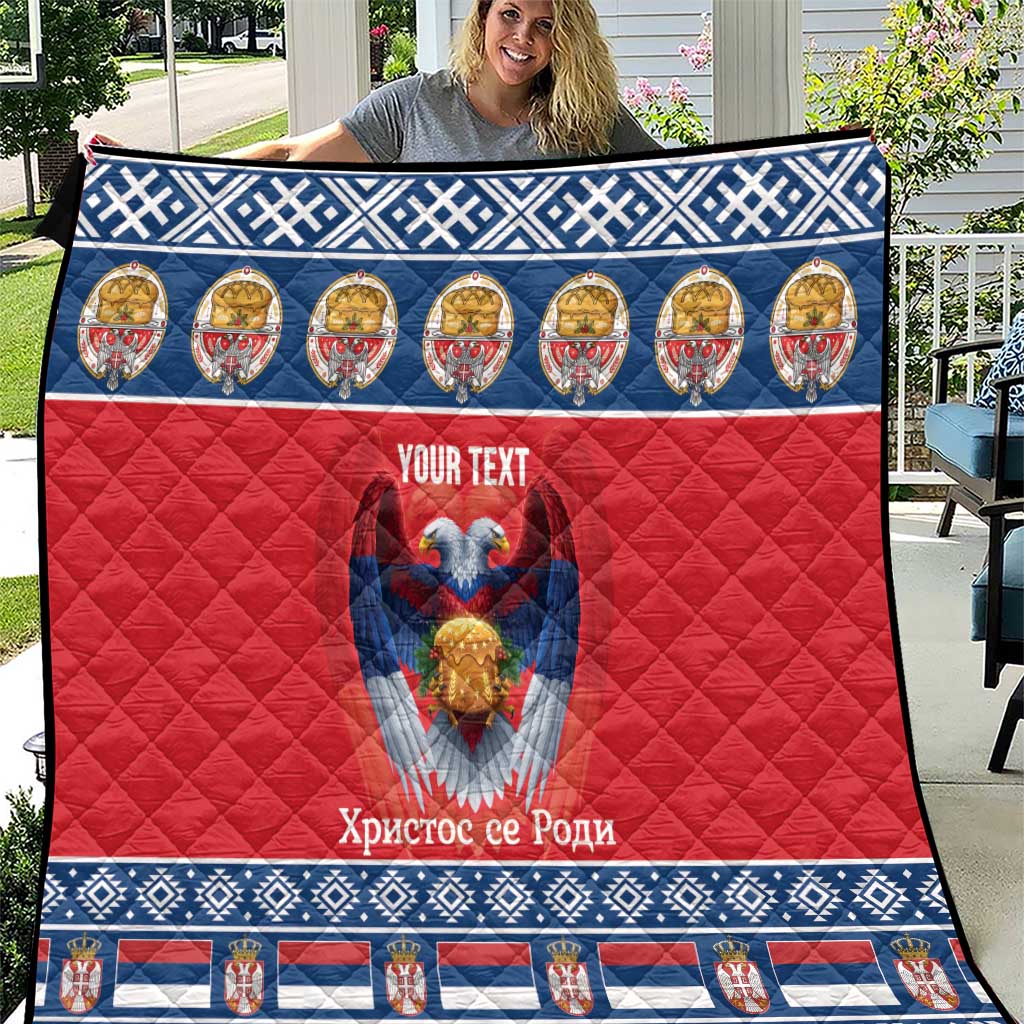 Personalized Serbia Christmas Quilt Eagle with Cesnica Christmas Bread - Wonder Print Shop