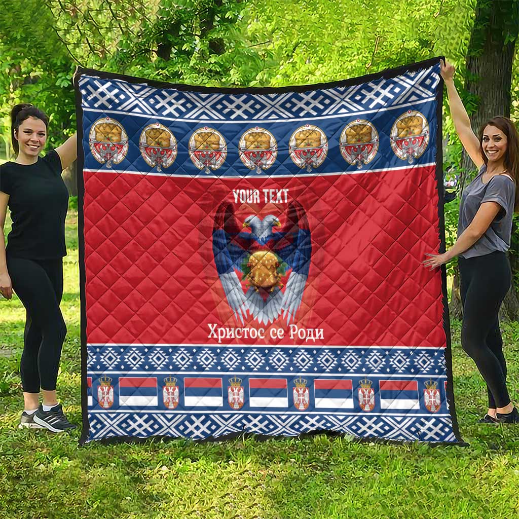 Personalized Serbia Christmas Quilt Eagle with Cesnica Christmas Bread - Wonder Print Shop
