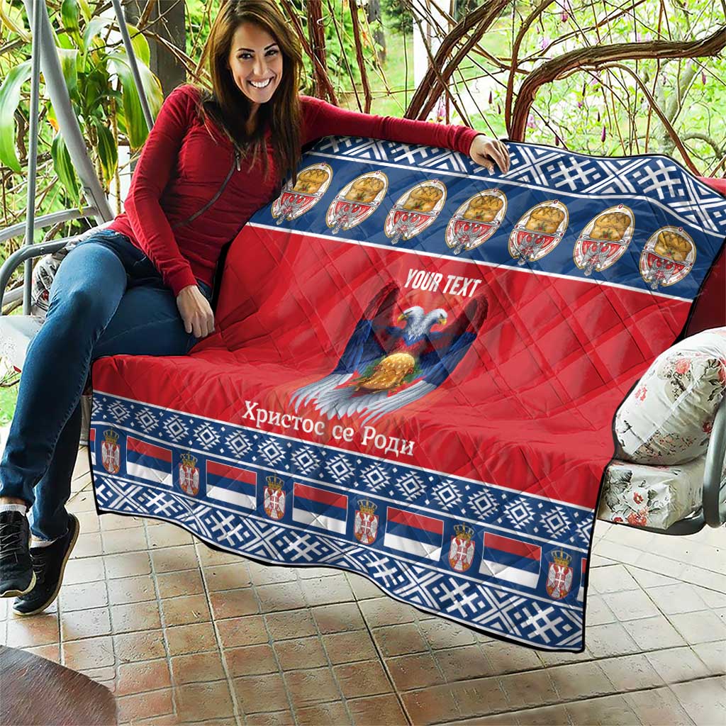 Personalized Serbia Christmas Quilt Eagle with Cesnica Christmas Bread - Wonder Print Shop