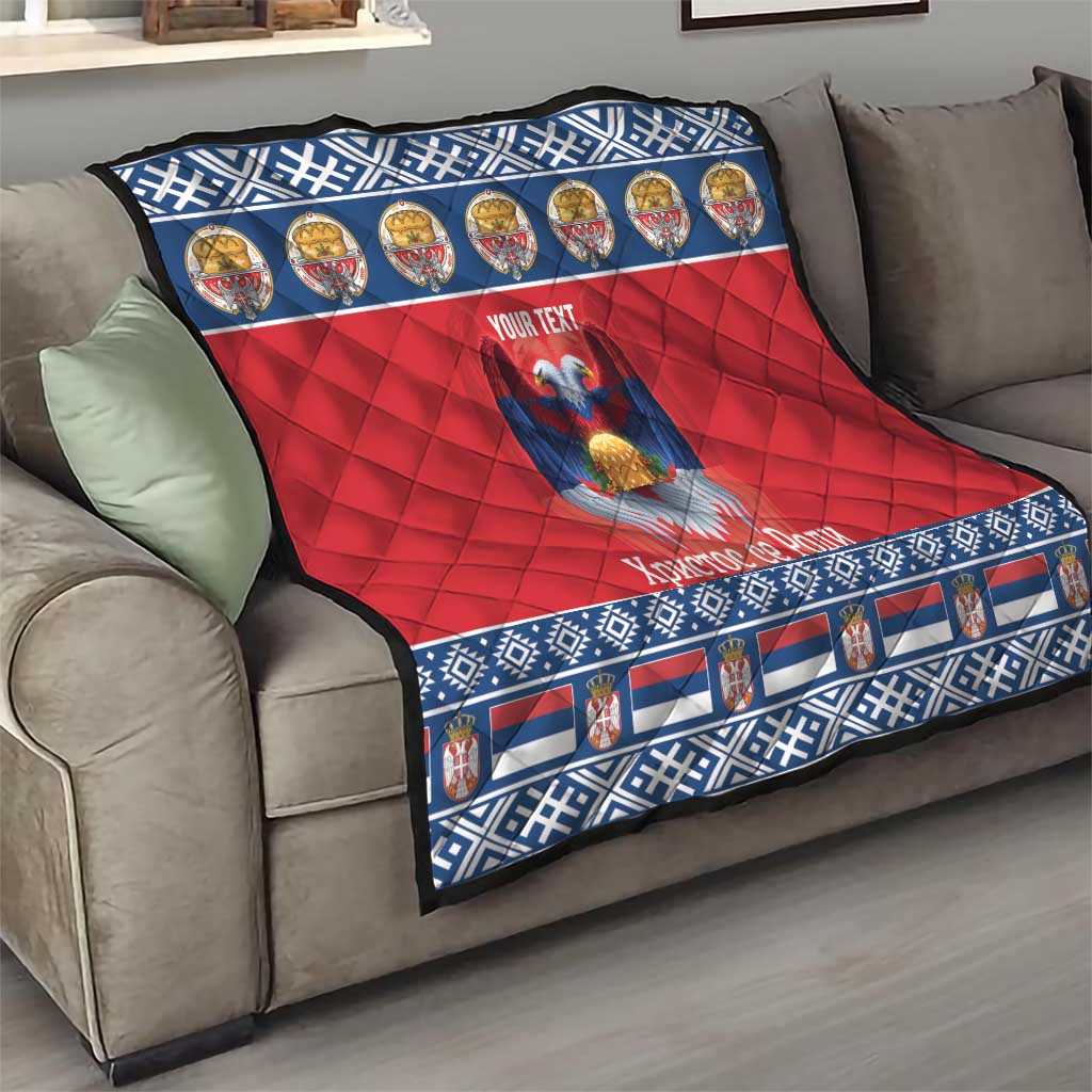 Personalized Serbia Christmas Quilt Eagle with Cesnica Christmas Bread - Wonder Print Shop