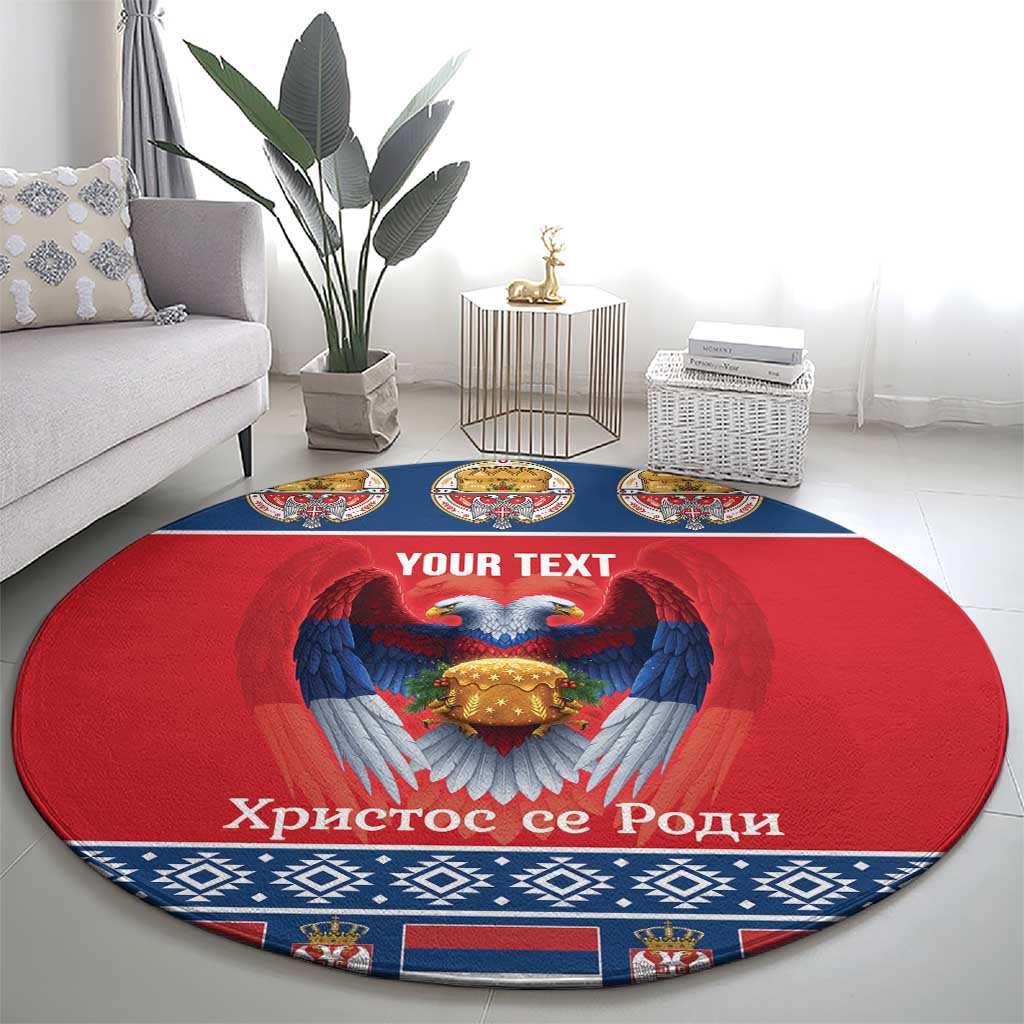 Personalized Serbia Christmas Round Carpet Eagle with Cesnica Christmas Bread - Wonder Print Shop