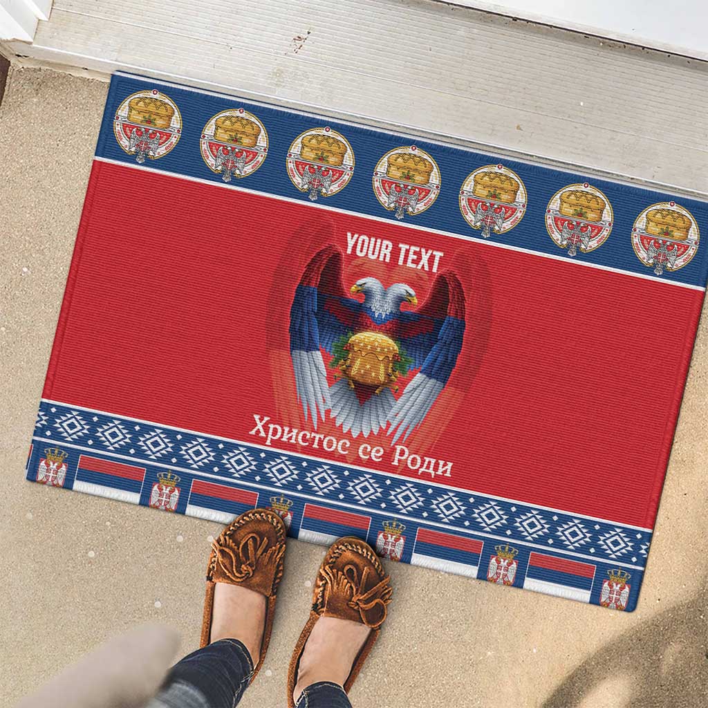 Personalized Serbia Christmas Rubber Doormat Eagle with Cesnica Christmas Bread - Wonder Print Shop