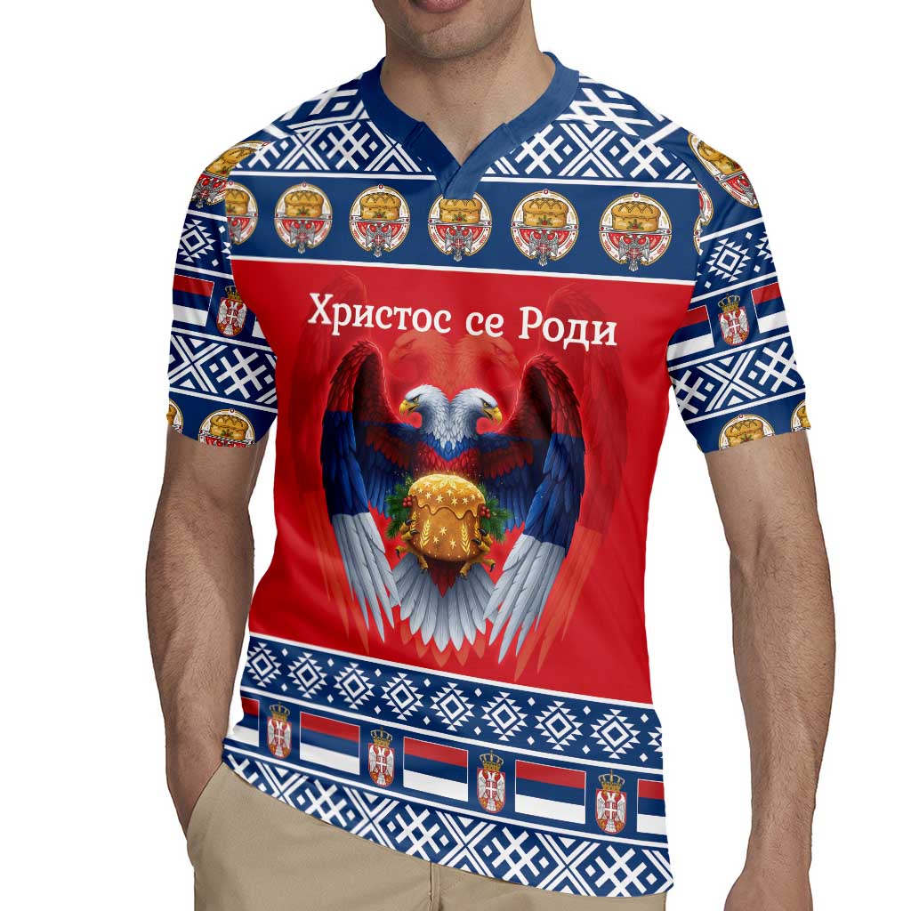 Personalized Serbia Christmas Rugby Jersey Eagle with Cesnica Christmas Bread - Wonder Print Shop