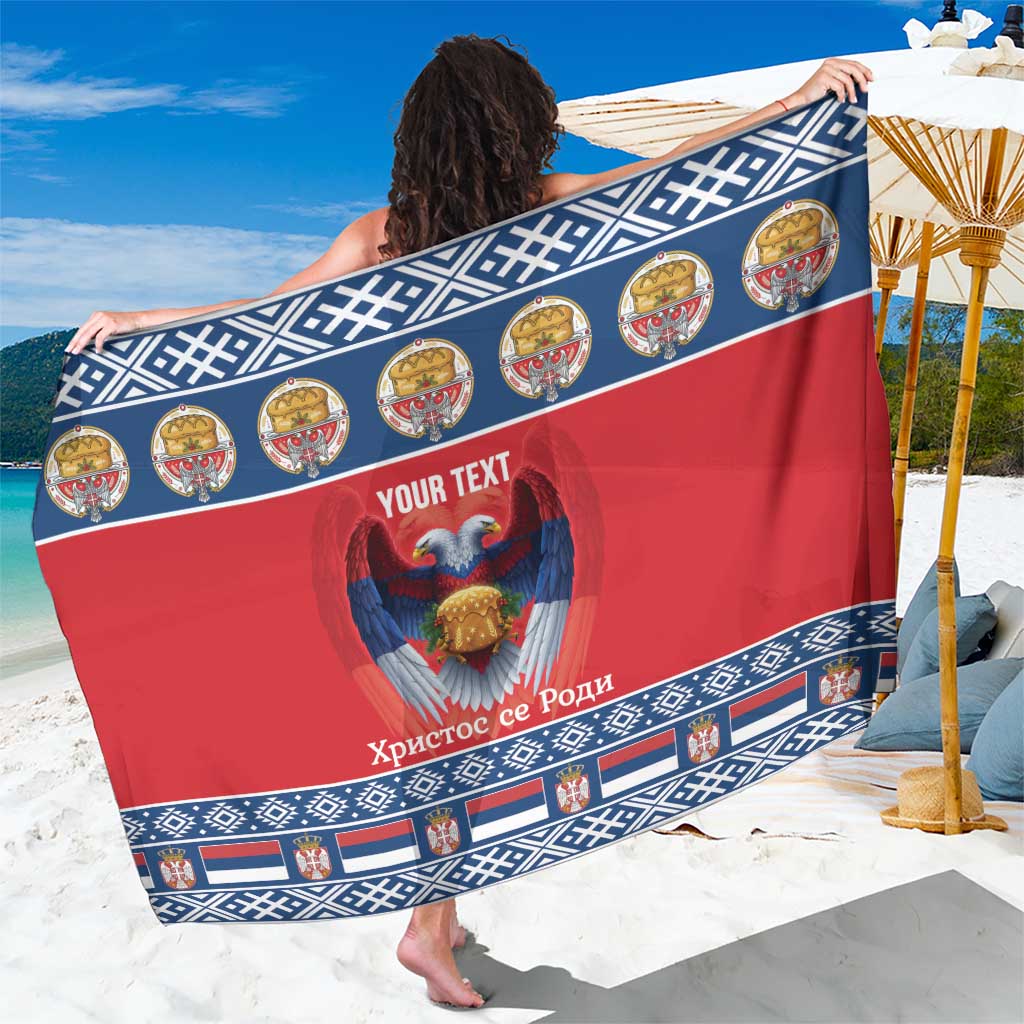 Personalized Serbia Christmas Sarong Eagle with Cesnica Christmas Bread - Wonder Print Shop