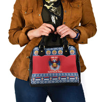 Personalized Serbia Christmas Shoulder Handbag Eagle with Cesnica Christmas Bread - Wonder Print Shop