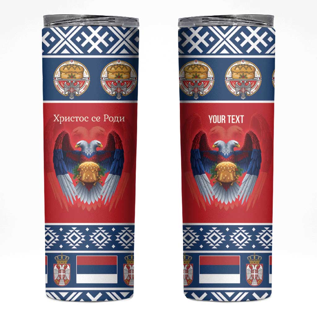 Personalized Serbia Christmas Skinny Tumbler Eagle with Cesnica Christmas Bread - Wonder Print Shop