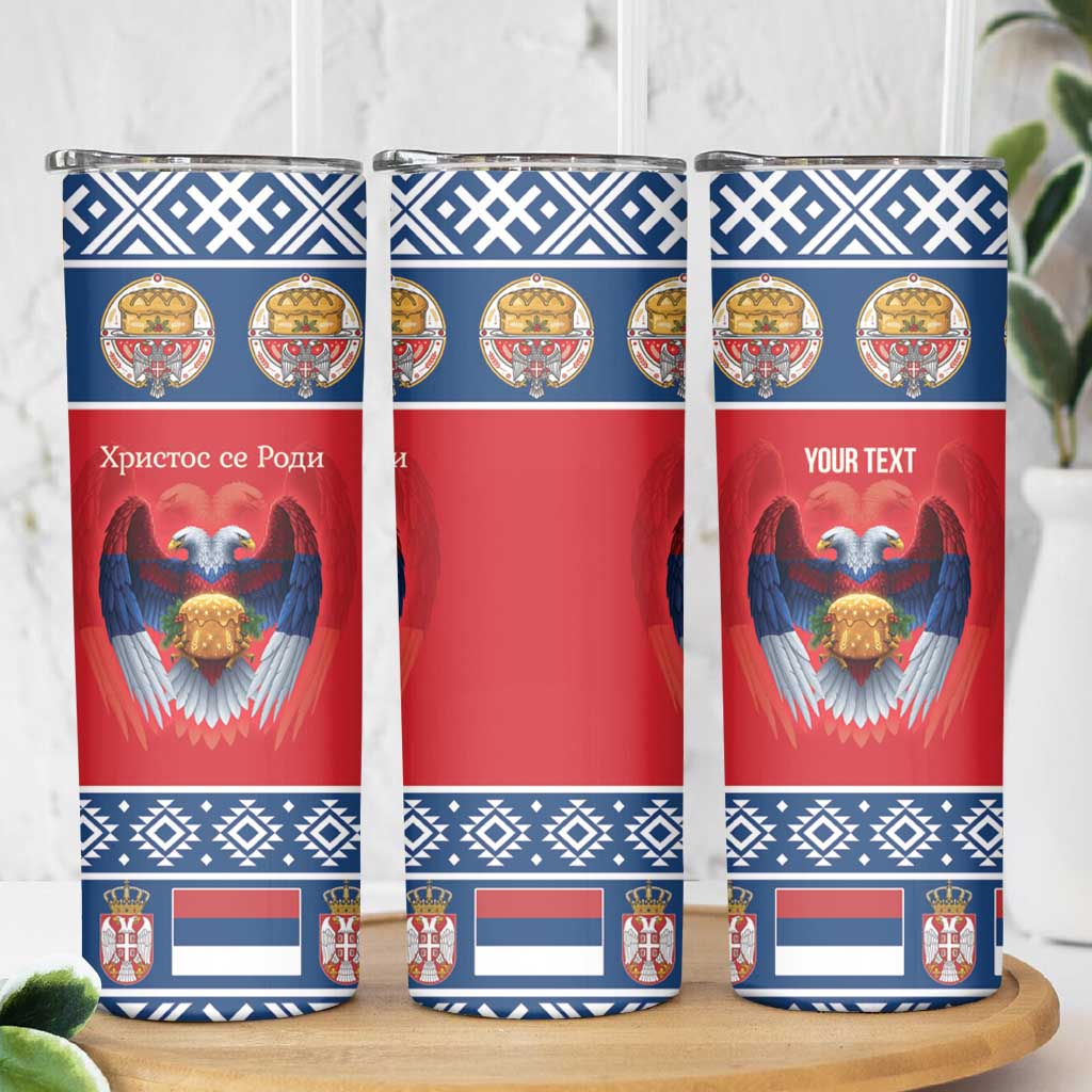 Personalized Serbia Christmas Skinny Tumbler Eagle with Cesnica Christmas Bread - Wonder Print Shop