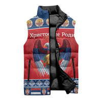 Personalized Serbia Christmas Sleeveless Puffer Jacket Eagle with Cesnica Christmas Bread - Wonder Print Shop