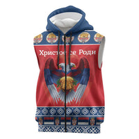 Personalized Serbia Christmas Sleeveless Zip Hoodie Eagle with Cesnica Christmas Bread - Wonder Print Shop