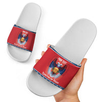 Personalized Serbia Christmas Slide Sandals Eagle with Cesnica Christmas Bread - Wonder Print Shop