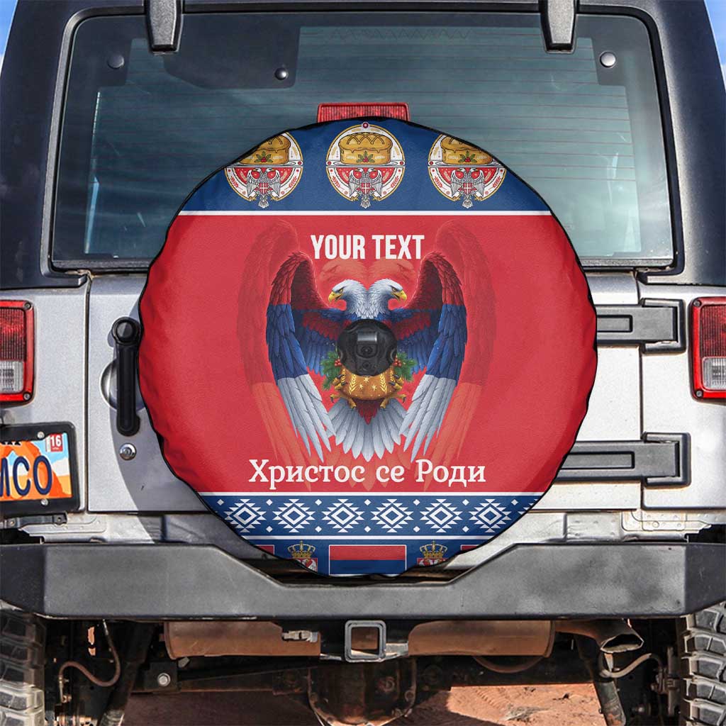 Personalized Serbia Christmas Spare Tire Cover Eagle with Cesnica Christmas Bread - Wonder Print Shop