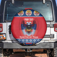 Personalized Serbia Christmas Spare Tire Cover Eagle with Cesnica Christmas Bread - Wonder Print Shop