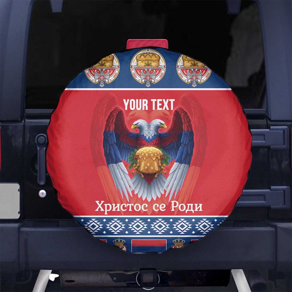 Personalized Serbia Christmas Spare Tire Cover Eagle with Cesnica Christmas Bread - Wonder Print Shop
