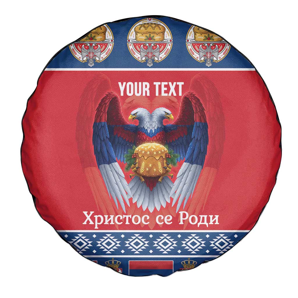 Personalized Serbia Christmas Spare Tire Cover Eagle with Cesnica Christmas Bread - Wonder Print Shop
