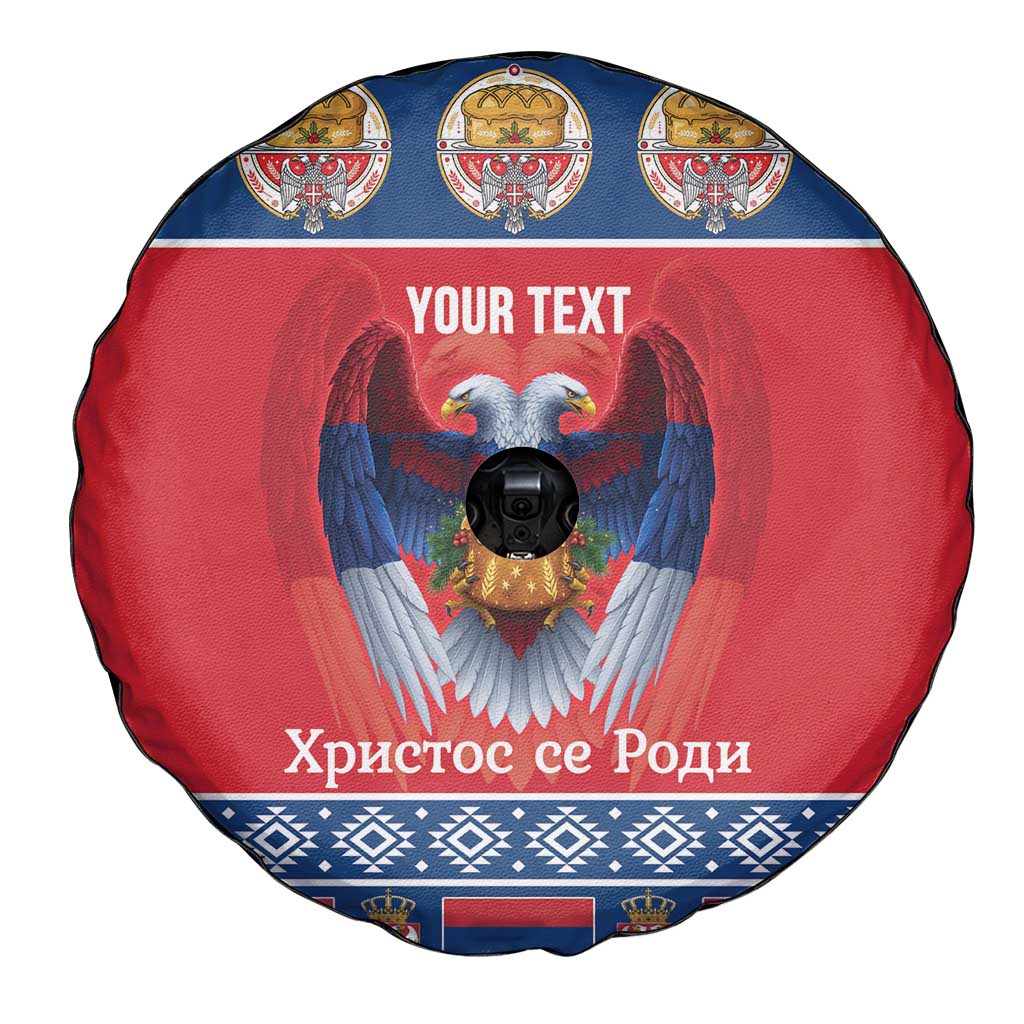 Personalized Serbia Christmas Spare Tire Cover Eagle with Cesnica Christmas Bread - Wonder Print Shop