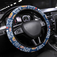 Serbia Christmas Steering Wheel Cover Eagle with Cesnica Christmas Bread - Wonder Print Shop