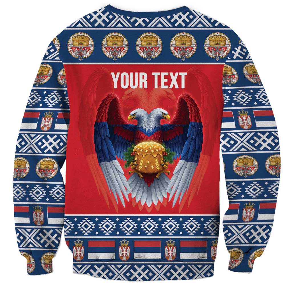 Personalized Serbia Christmas Sweatshirt Eagle with Cesnica Christmas Bread - Wonder Print Shop