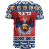 Personalized Serbia Christmas T Shirt Eagle with Cesnica Christmas Bread - Wonder Print Shop