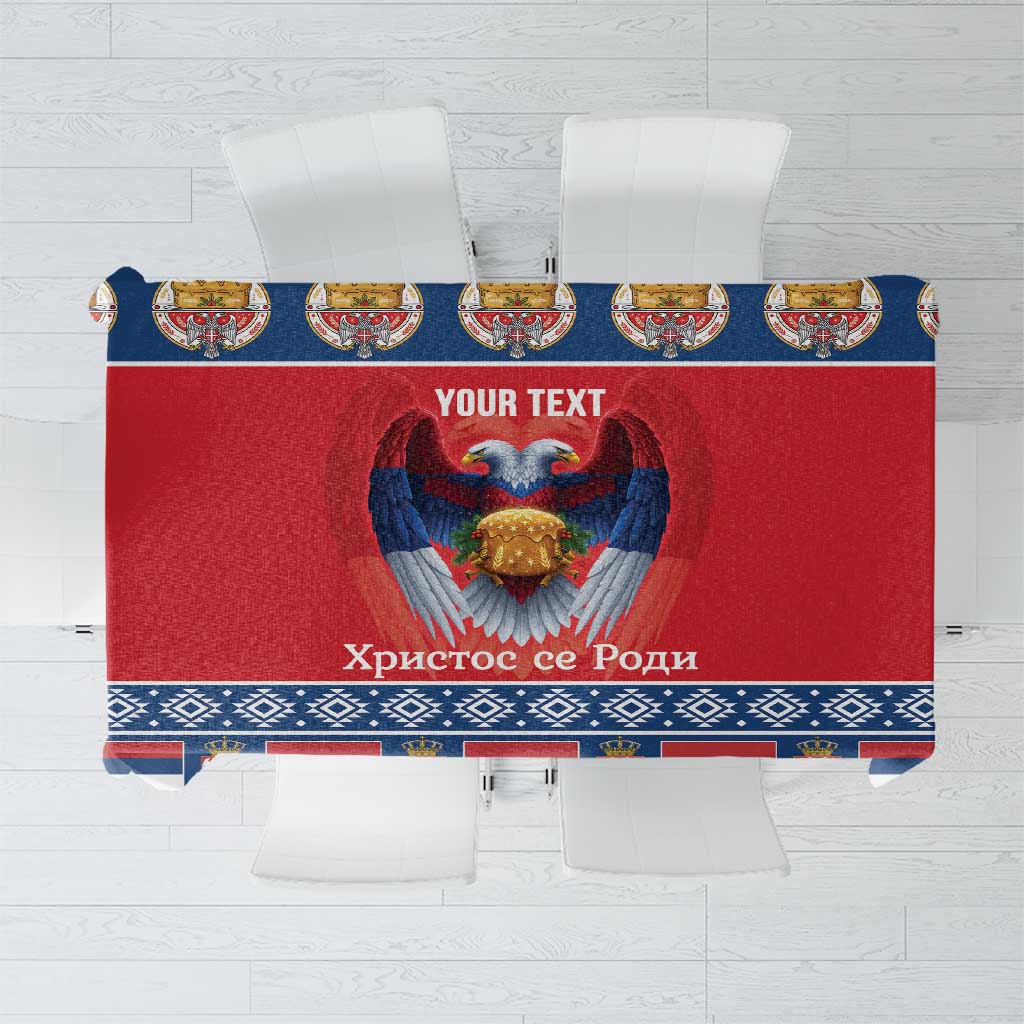 Personalized Serbia Christmas Tablecloth Eagle with Cesnica Christmas Bread - Wonder Print Shop