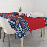 Personalized Serbia Christmas Tablecloth Eagle with Cesnica Christmas Bread - Wonder Print Shop