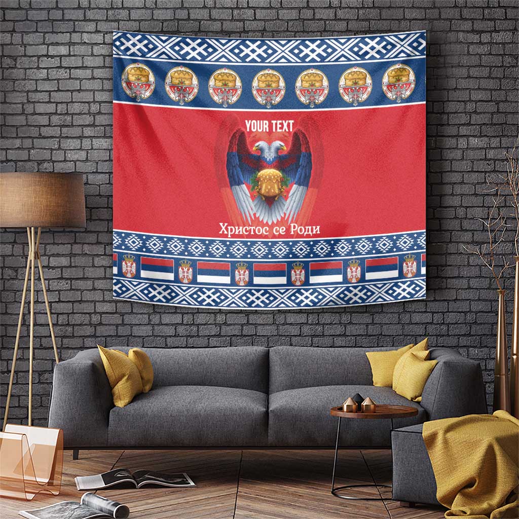Personalized Serbia Christmas Tapestry Eagle with Cesnica Christmas Bread - Wonder Print Shop