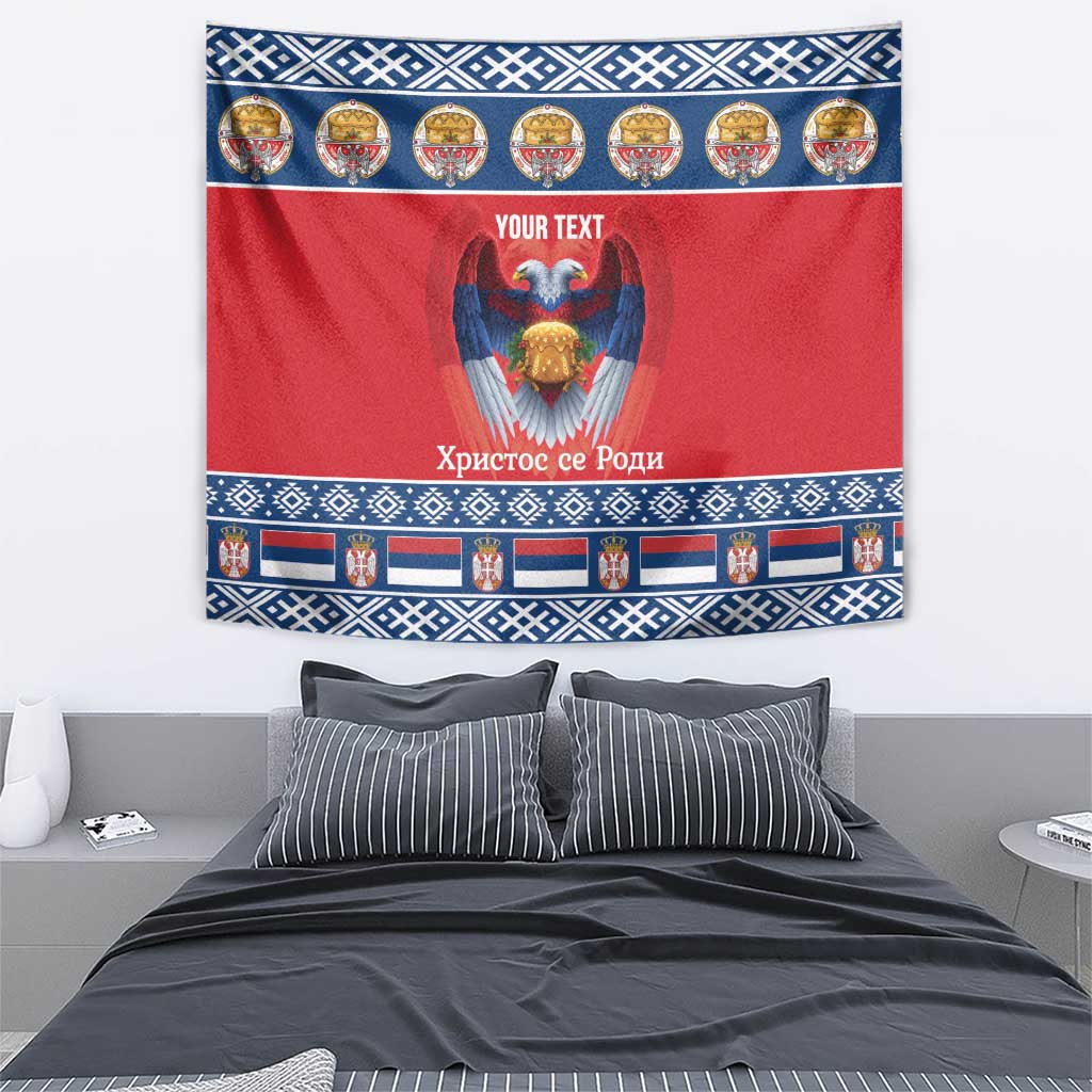 Personalized Serbia Christmas Tapestry Eagle with Cesnica Christmas Bread - Wonder Print Shop