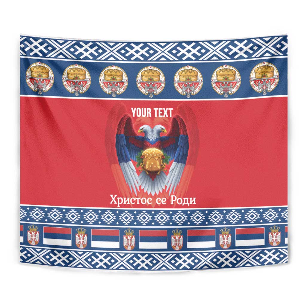Personalized Serbia Christmas Tapestry Eagle with Cesnica Christmas Bread - Wonder Print Shop