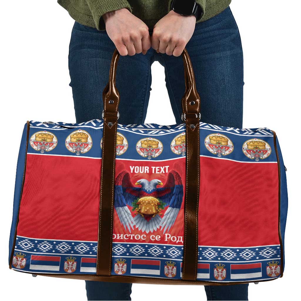 Personalized Serbia Christmas Travel Bag Eagle with Cesnica Christmas Bread - Wonder Print Shop