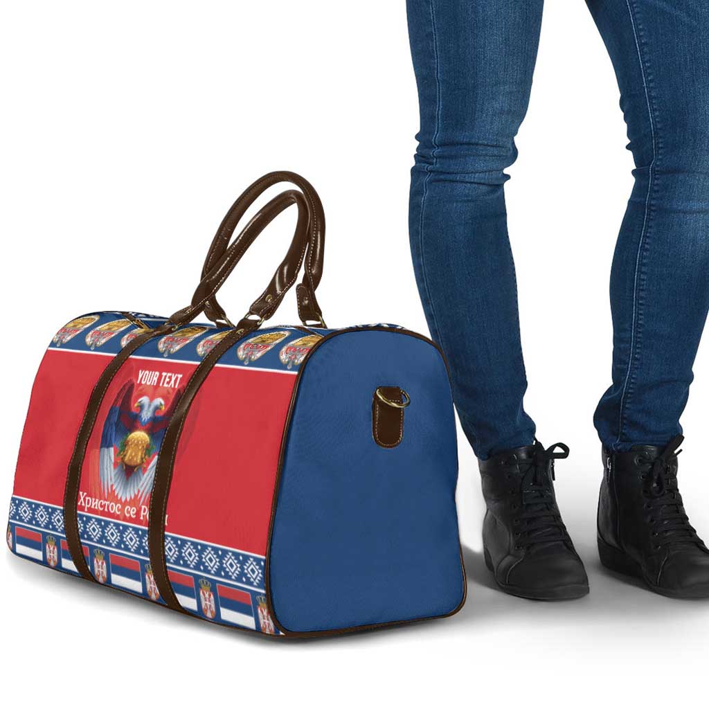 Personalized Serbia Christmas Travel Bag Eagle with Cesnica Christmas Bread - Wonder Print Shop