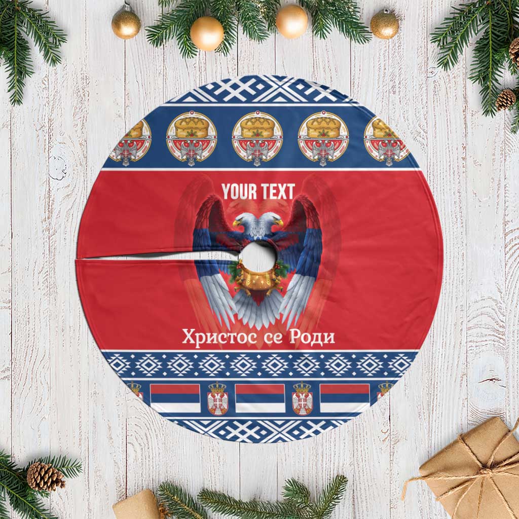 Personalized Serbia Christmas Tree Skirt Eagle with Cesnica Christmas Bread - Wonder Print Shop