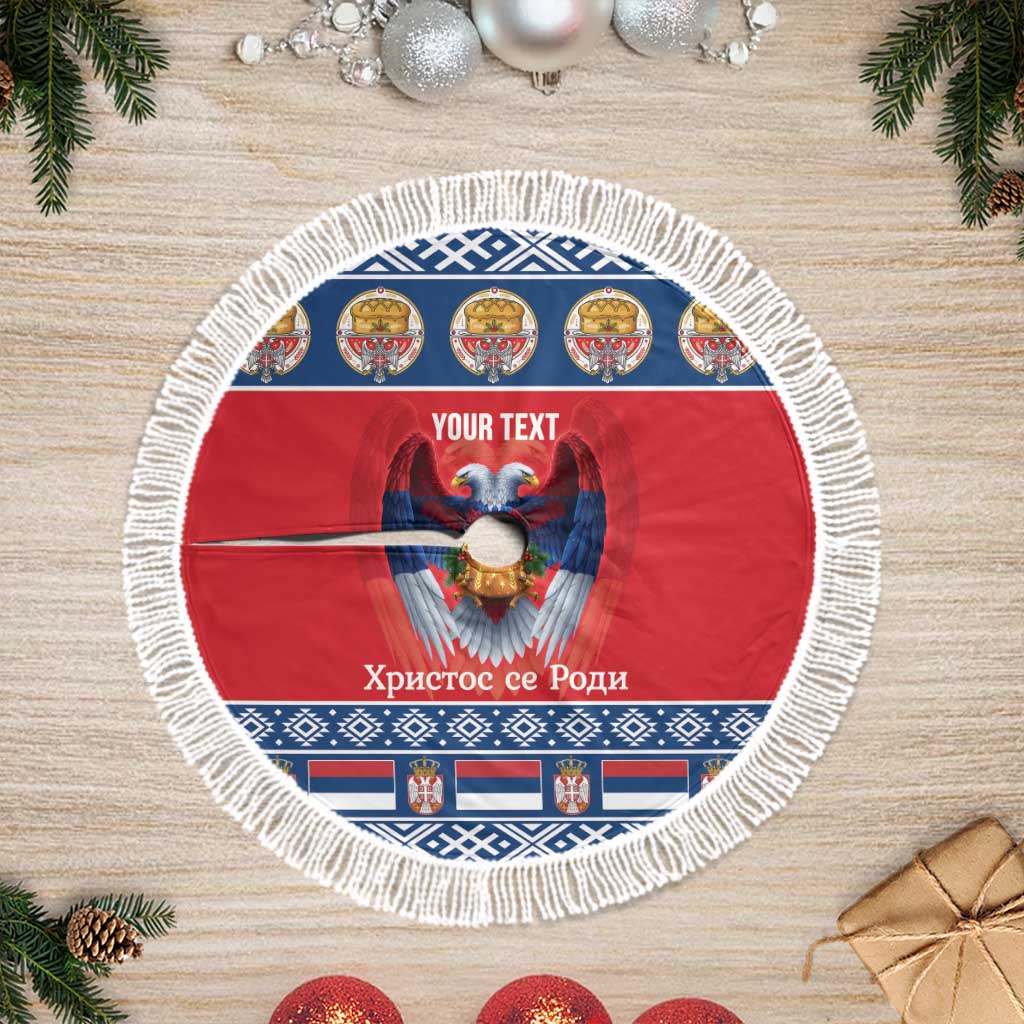 Personalized Serbia Christmas Tree Skirt Eagle with Cesnica Christmas Bread - Wonder Print Shop