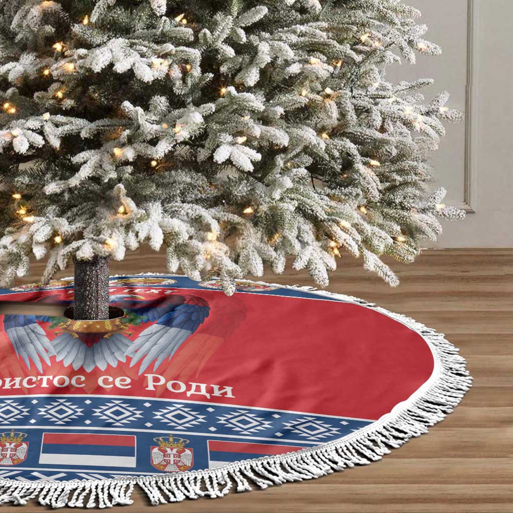 Personalized Serbia Christmas Tree Skirt Eagle with Cesnica Christmas Bread - Wonder Print Shop