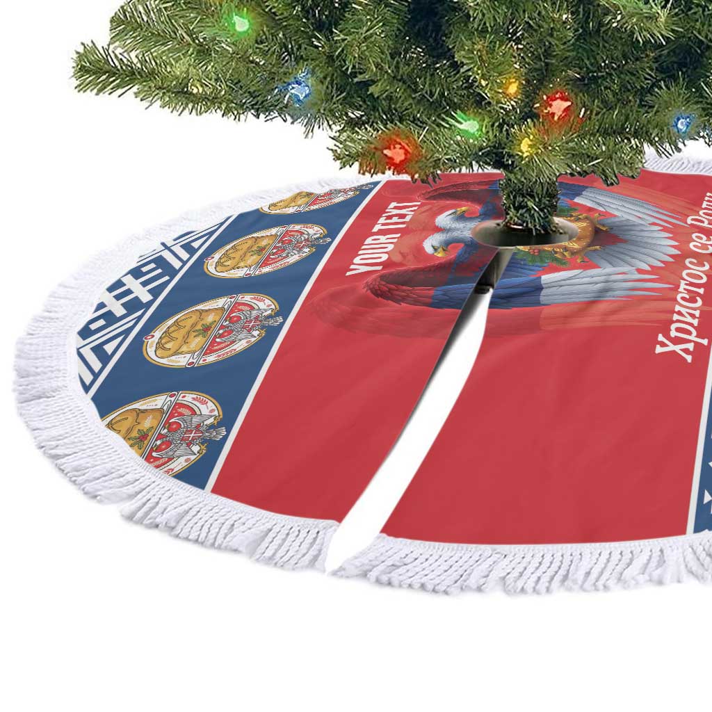 Personalized Serbia Christmas Tree Skirt Eagle with Cesnica Christmas Bread - Wonder Print Shop