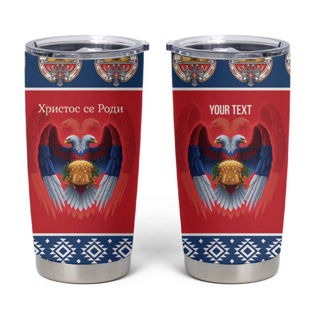 Personalized Serbia Christmas Tumbler Cup Eagle with Cesnica Christmas Bread - Wonder Print Shop