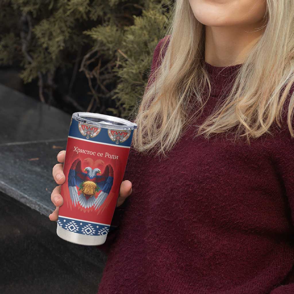 Personalized Serbia Christmas Tumbler Cup Eagle with Cesnica Christmas Bread - Wonder Print Shop