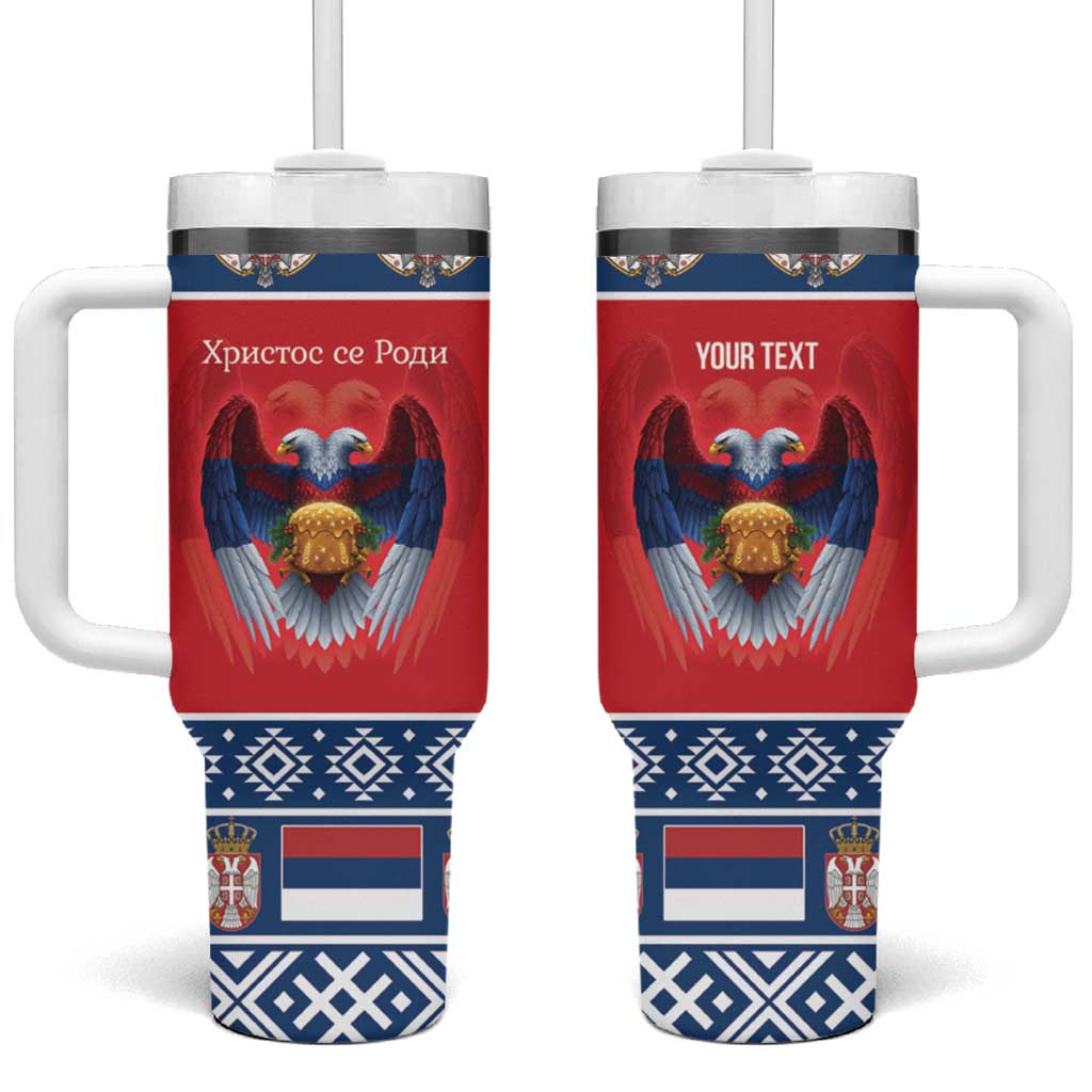 Personalized Serbia Christmas Tumbler With Handle Eagle with Cesnica Christmas Bread - Wonder Print Shop