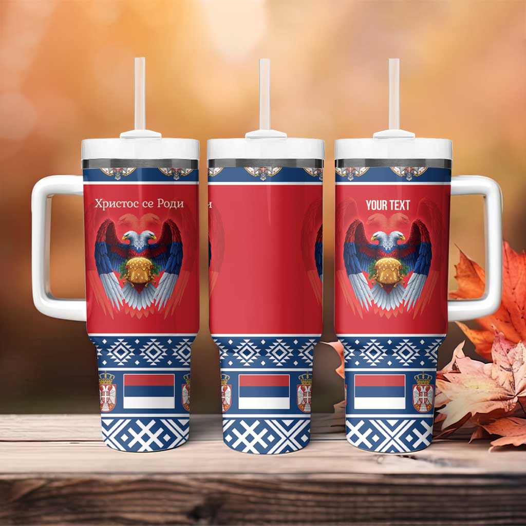 Personalized Serbia Christmas Tumbler With Handle Eagle with Cesnica Christmas Bread - Wonder Print Shop