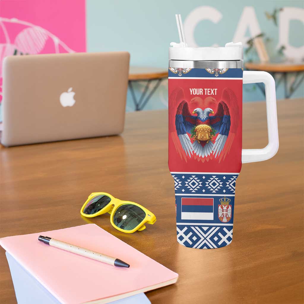 Personalized Serbia Christmas Tumbler With Handle Eagle with Cesnica Christmas Bread - Wonder Print Shop