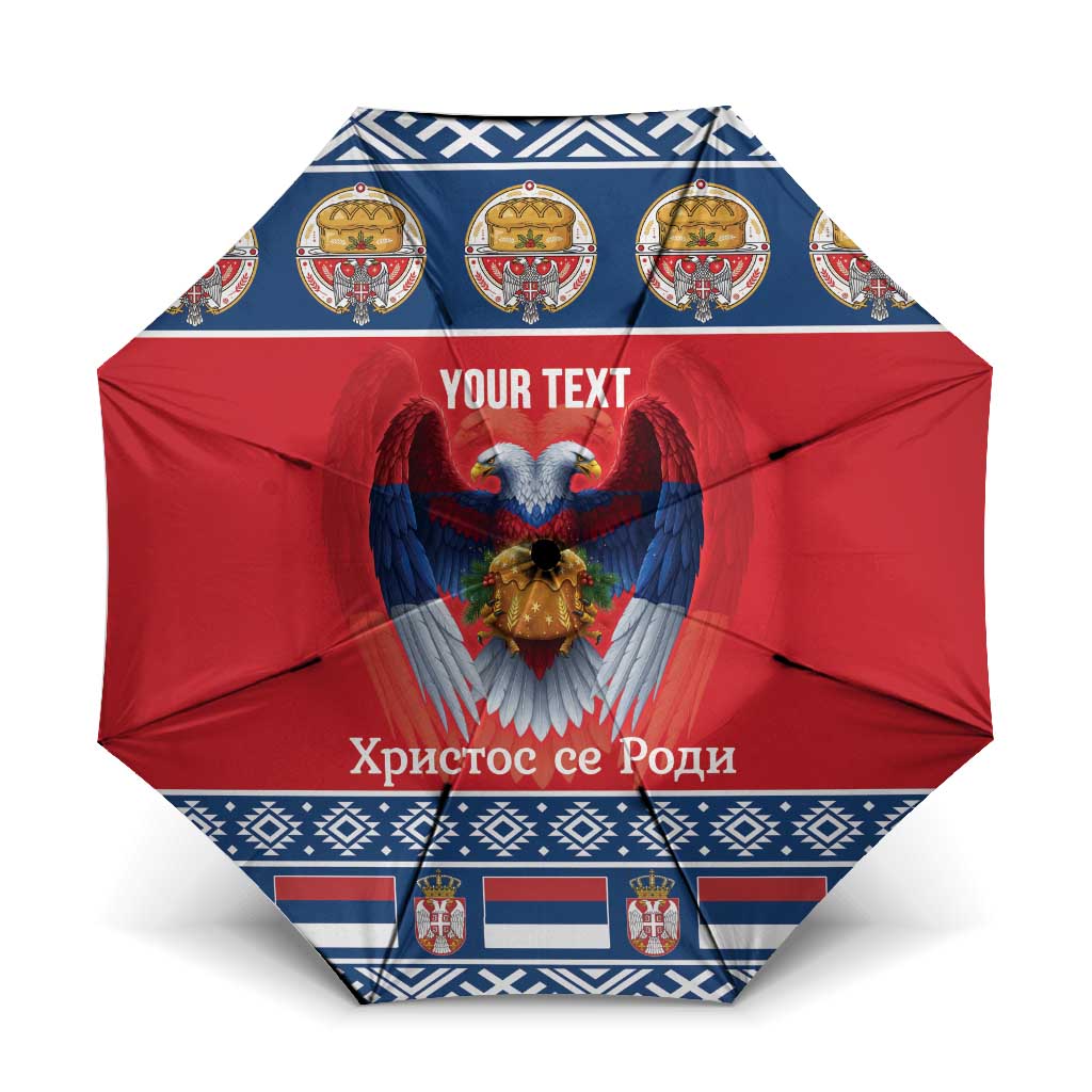 Personalized Serbia Christmas Umbrella Eagle with Cesnica Christmas Bread - Wonder Print Shop