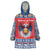 Personalized Serbia Christmas Wearable Blanket Hoodie Eagle with Cesnica Christmas Bread - Wonder Print Shop