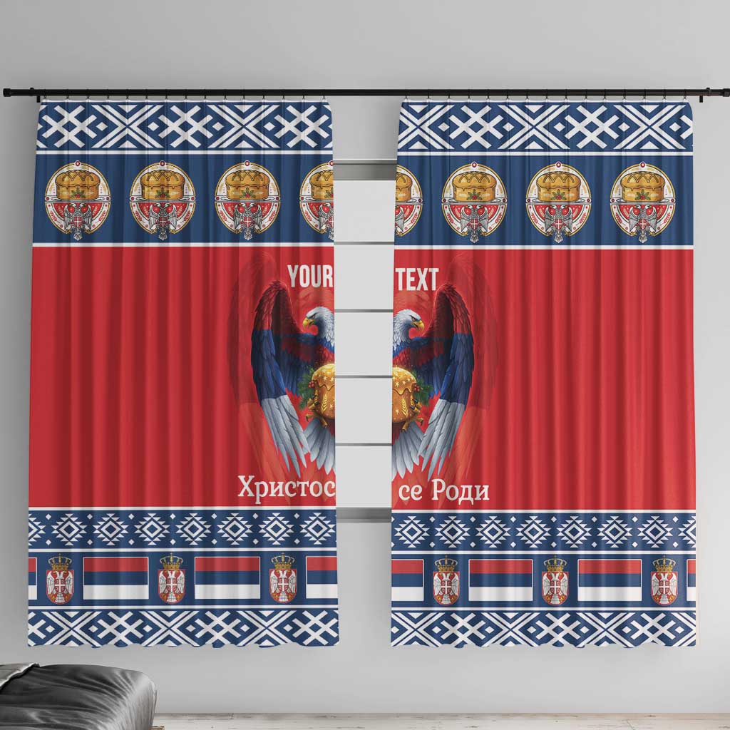 Personalized Serbia Christmas Window Curtain Eagle with Cesnica Christmas Bread - Wonder Print Shop