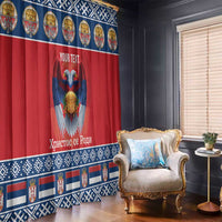 Personalized Serbia Christmas Window Curtain Eagle with Cesnica Christmas Bread - Wonder Print Shop