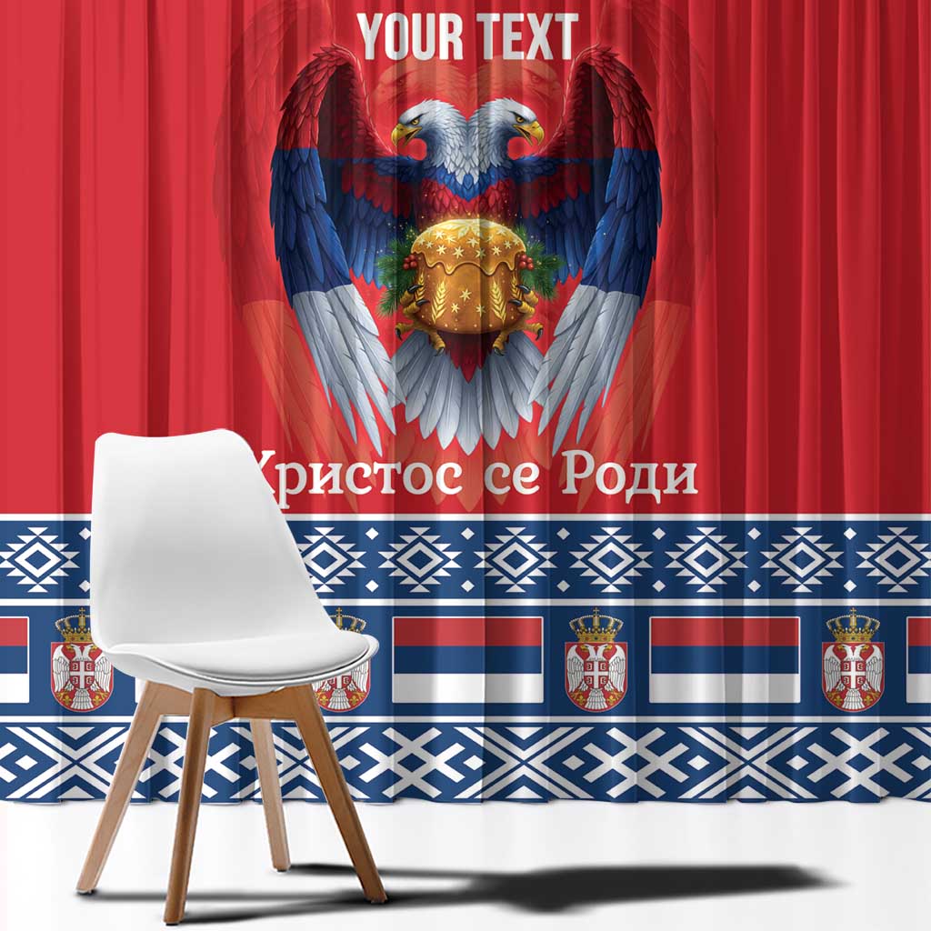 Personalized Serbia Christmas Window Curtain Eagle with Cesnica Christmas Bread - Wonder Print Shop